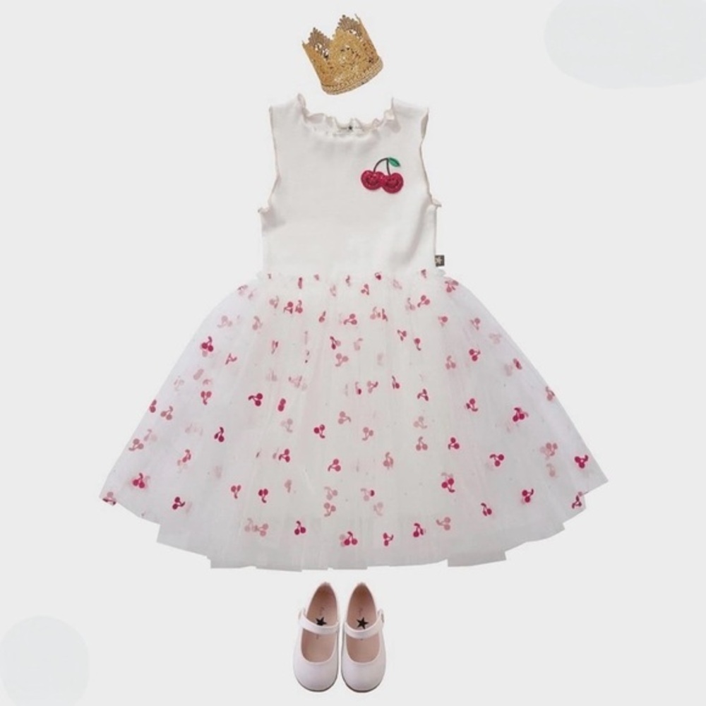 PETITE HAILEY GIRLS EVA CHERRY TUTU DRESS